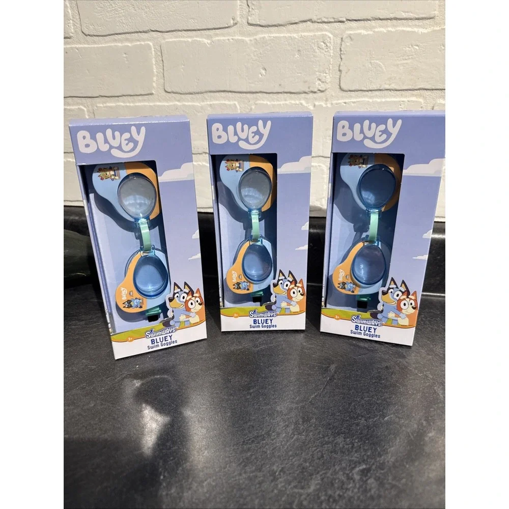 Lot of 3 NEW Bluey Swim Goggles for Kids 3+ by Swimways  Adjustable  Tight Seal